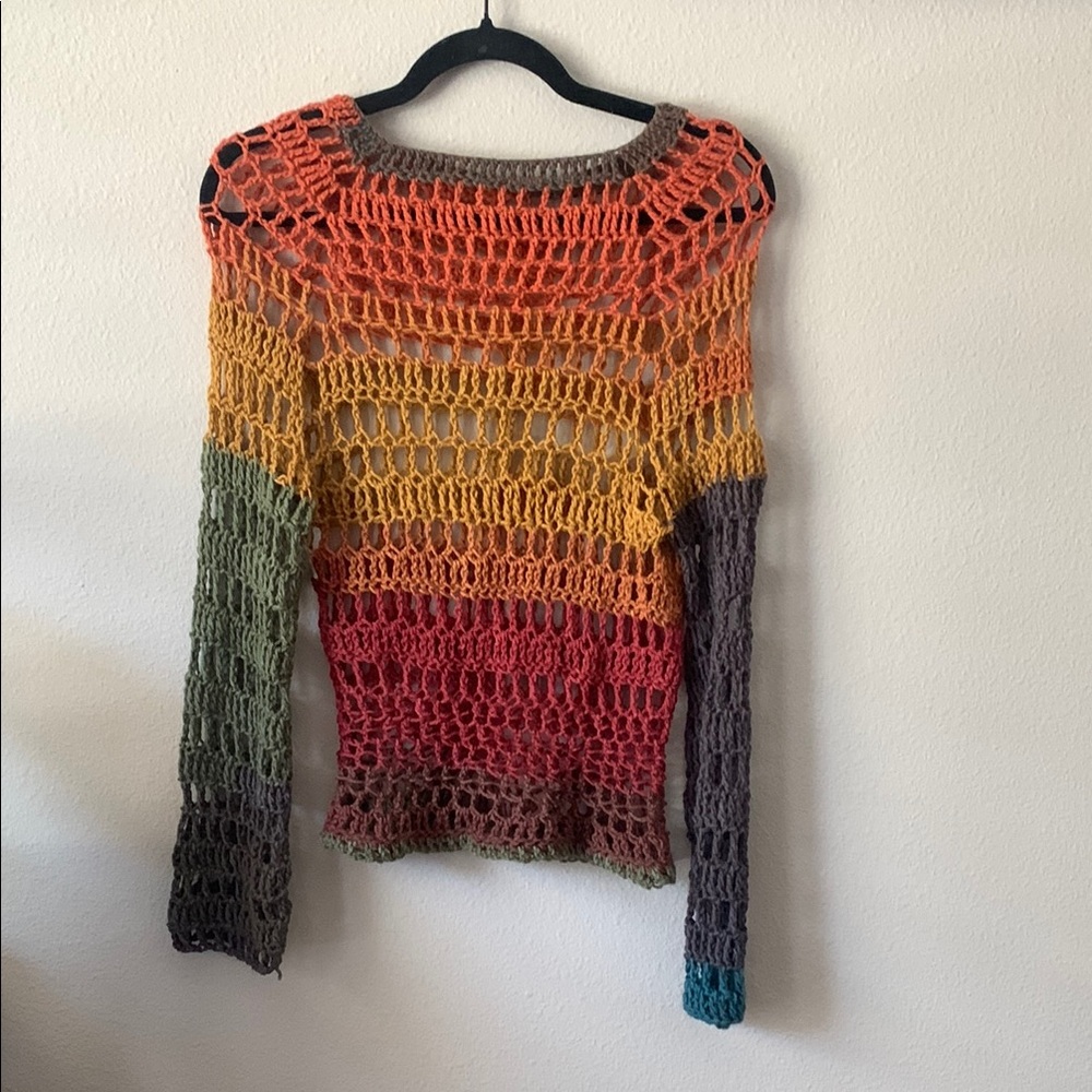 Colorful Open-Knit Women's Sweater